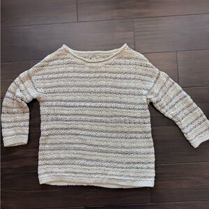 Lucky Brand Cream/Grey/Metallic Silver Sweater Size S - NWOT